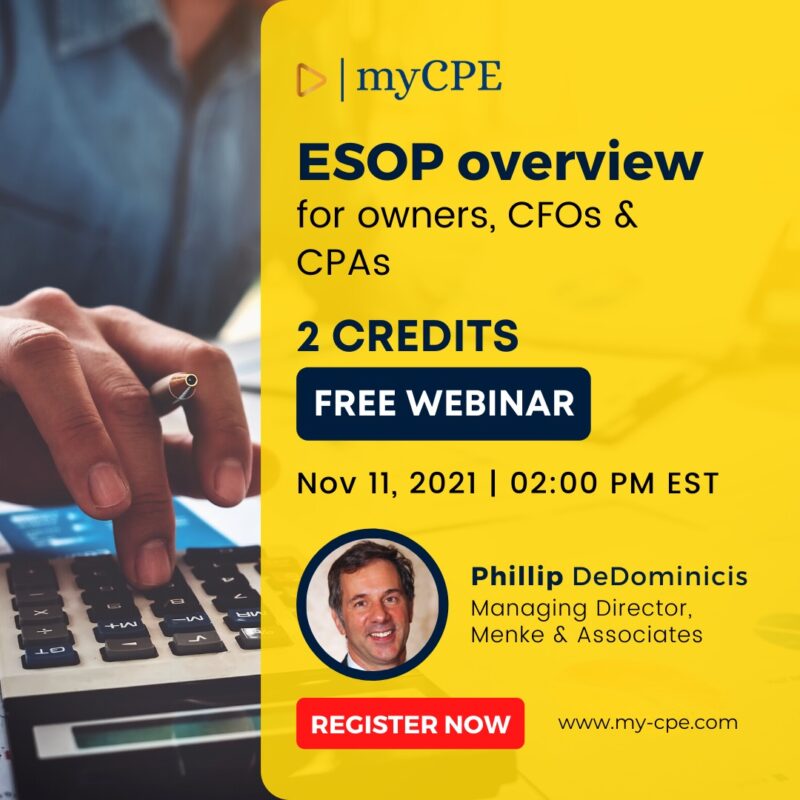 ESOP Overview Webinar for Owners, CFOs, CPAs
