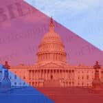 US Capitol building with red-blue color filter